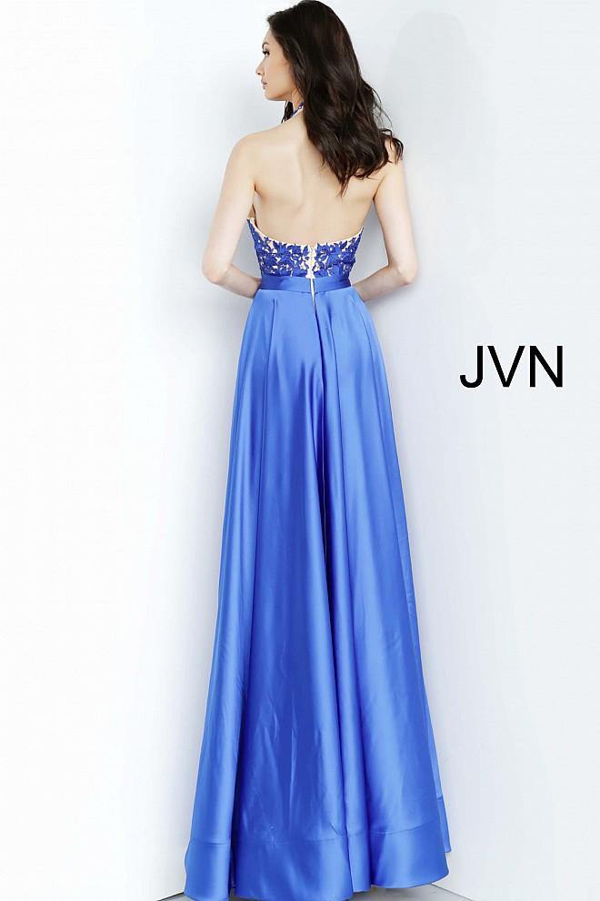 JVN By Jovani Halter Prom Long Gown JVN00927 Royal - The Dress Outlet Jovani