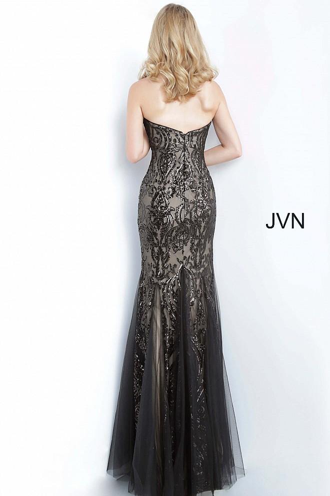 JVN By Jovani Long Mermaid Prom Gown JVN00954 Black - The Dress Outlet Jovani