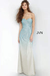 JVN By Jovani Prom Long Gown JVN01015 Blue/Gold - The Dress Outlet Jovani