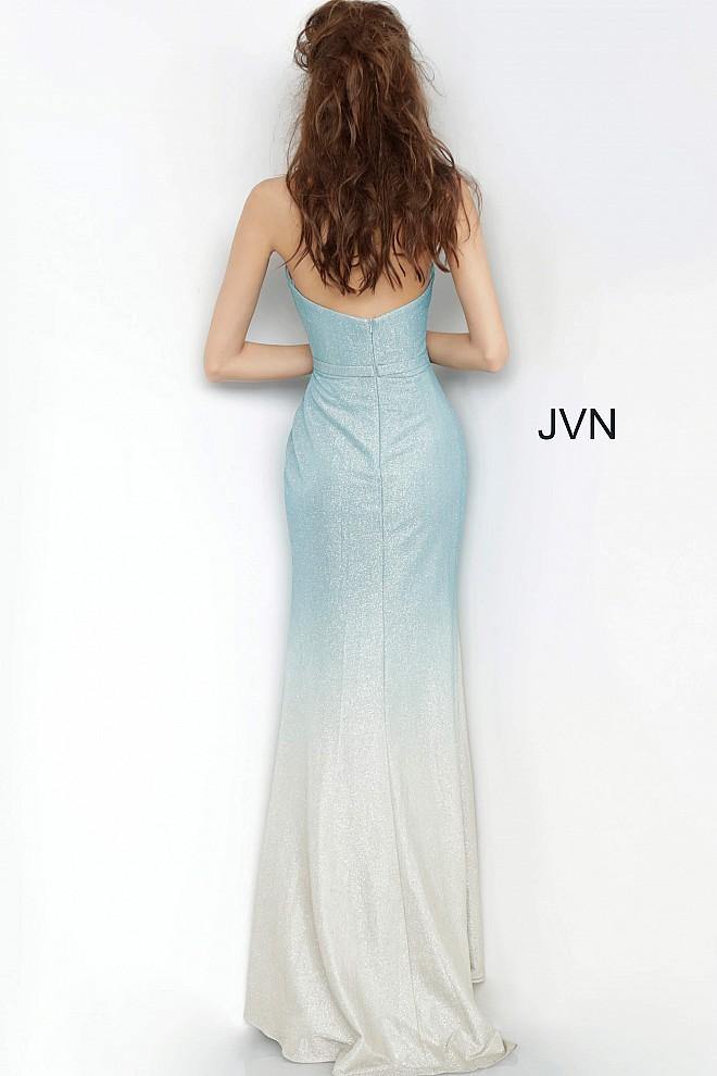 JVN By Jovani Prom Long Gown JVN01015 Blue/Gold - The Dress Outlet Jovani