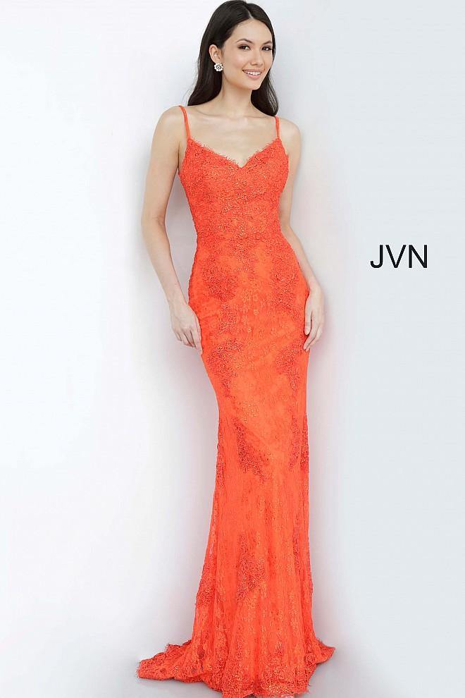 JVN By Jovani Form Fitting Lace Prom Long Dress JVN02013 - The Dress Outlet Jovani