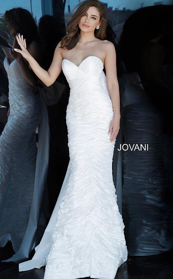 JVN By Jovani Long Strapless Wedding Gown JVN02035 - The Dress Outlet Jovani