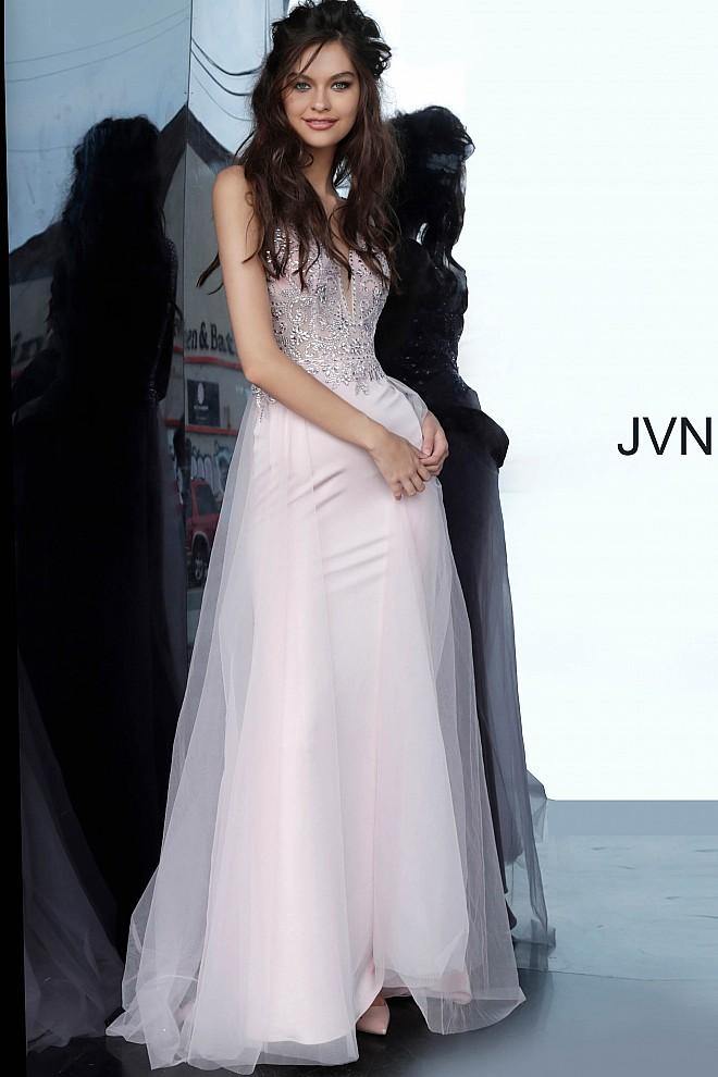 JVN By Jovani Long Formal V Back Prom Dress JVN02253 - The Dress Outlet Jovani