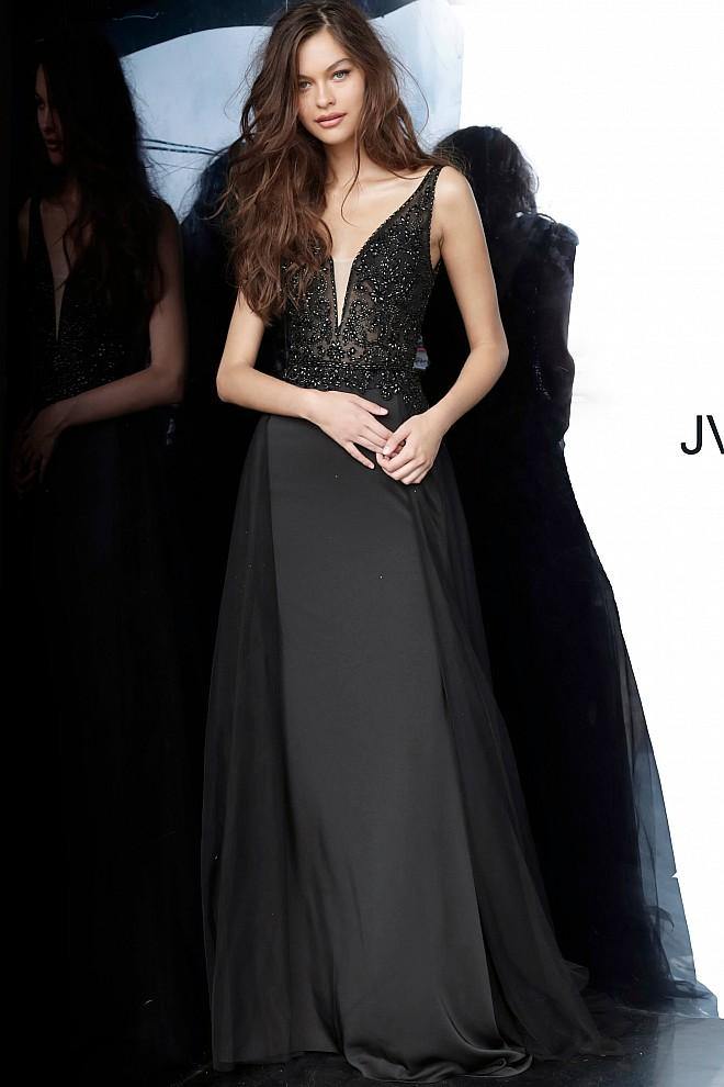 JVN By Jovani Long Formal V Back Prom Dress JVN02253 - The Dress Outlet Jovani