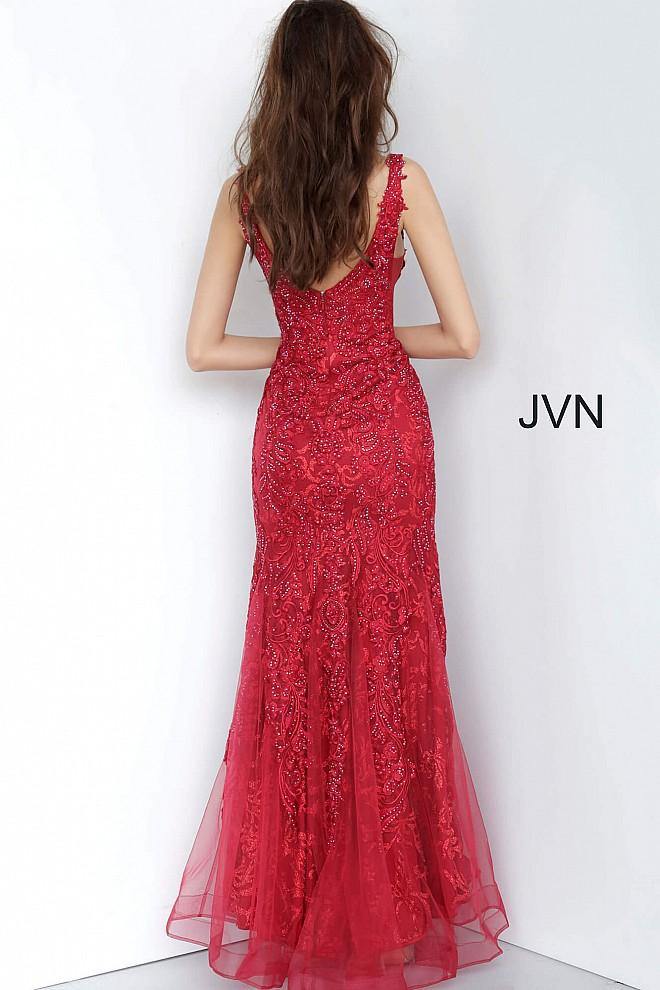 JVN By Jovani Long Mermaid Prom Gown JVN02319 Wine - The Dress Outlet Jovani