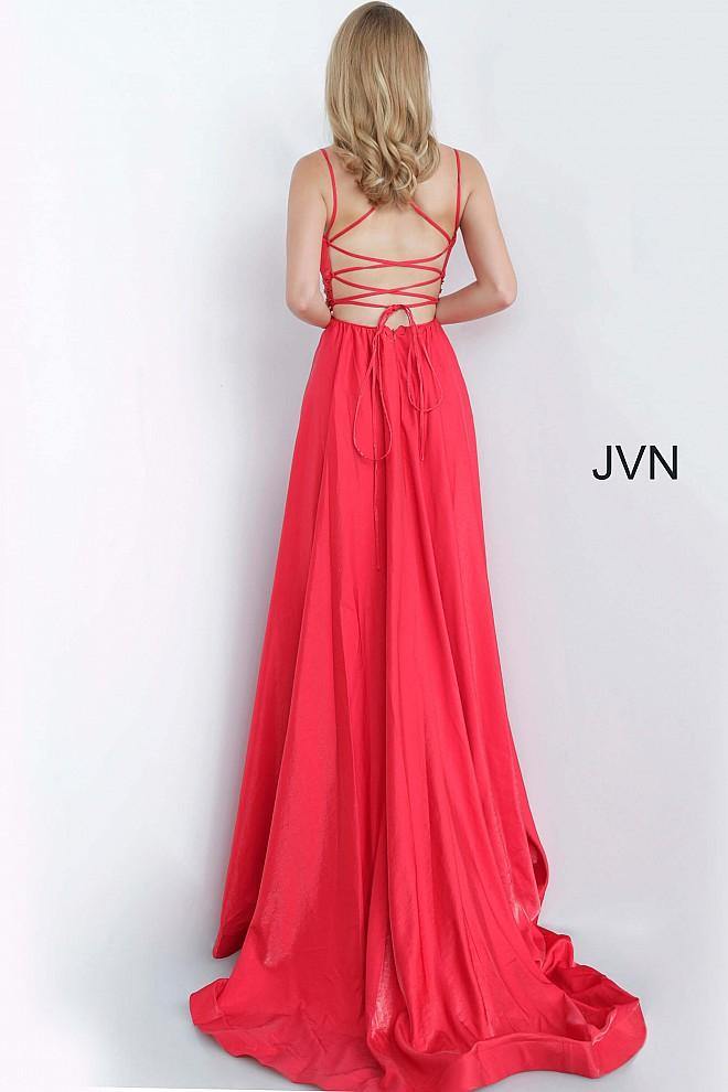 JVN By Jovani Long Formal Prom Gown JVN02386 Red - The Dress Outlet Jovani