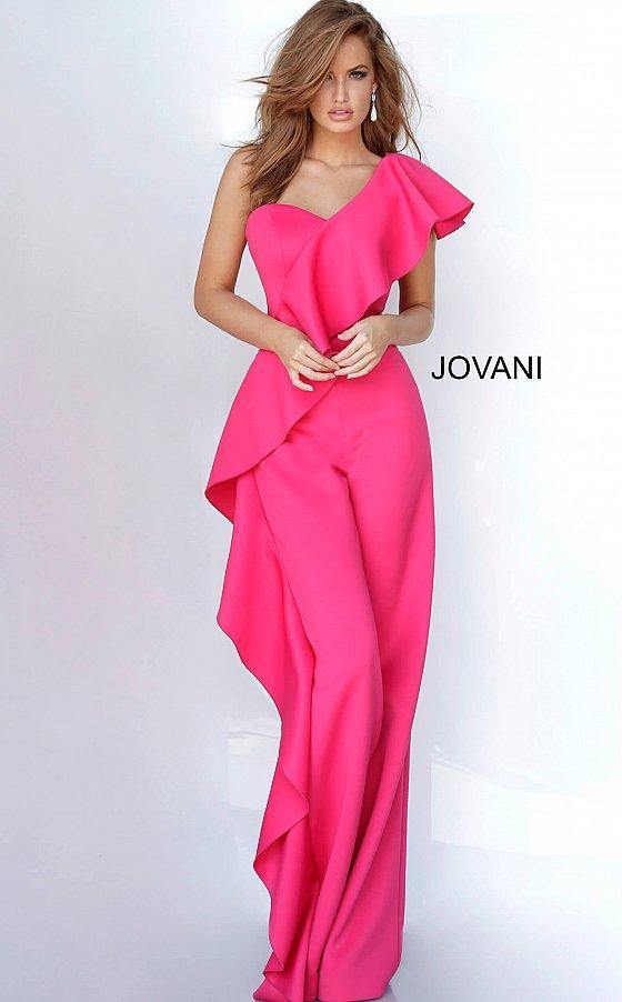 JVN By Jovani Off Shoulder Ruffle Jumpsuit JVN02617 - The Dress Outlet Jovani