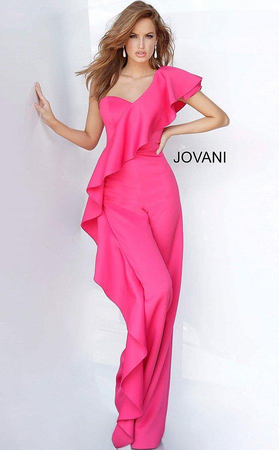 JVN By Jovani Off Shoulder Ruffle Jumpsuit JVN02617 - The Dress Outlet Jovani