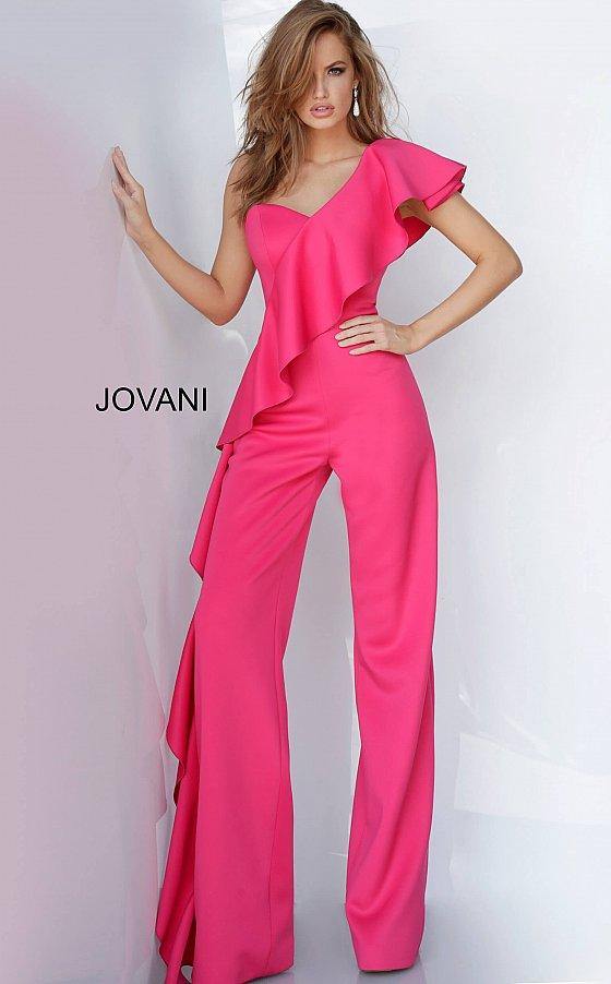 JVN By Jovani Off Shoulder Ruffle Jumpsuit JVN02617 - The Dress Outlet Jovani