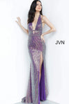 JVN By Jovani Long Halter Prom Gown JVN03058 Purple - The Dress Outlet Jovani