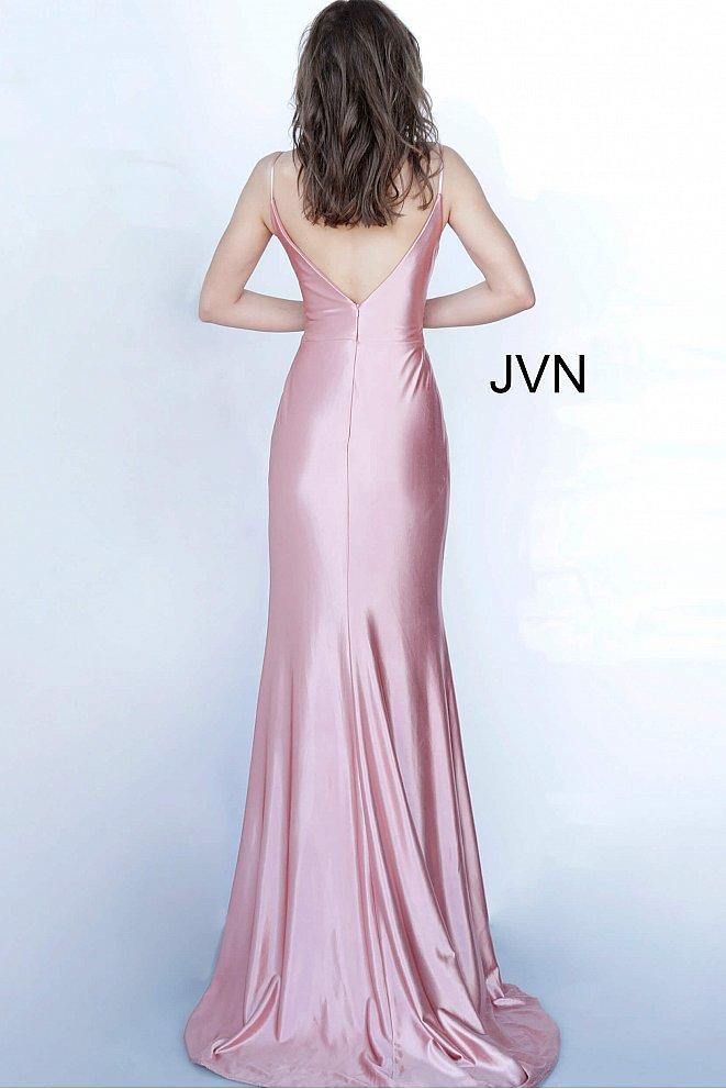 JVN By Jovani Long Formal Ruched Prom Gown Dusty Pink