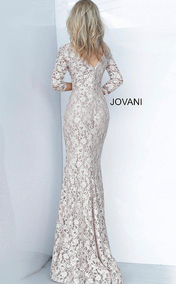 JVN By Jovani Long Formal Fitted Lace Gown JVN03350 - The Dress Outlet Jovani