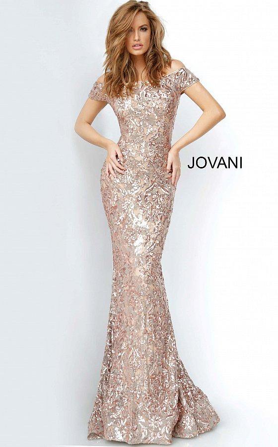 JVN By Jovani Long Off Shoulder Sequin Gown JVN1122 - The Dress Outlet Jovani