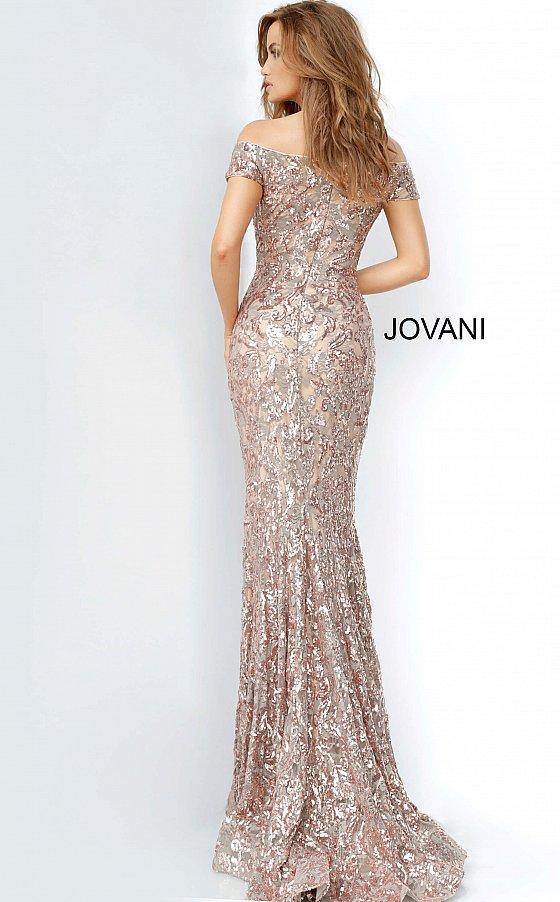 JVN By Jovani Long Off Shoulder Sequin Gown JVN1122 - The Dress Outlet Jovani