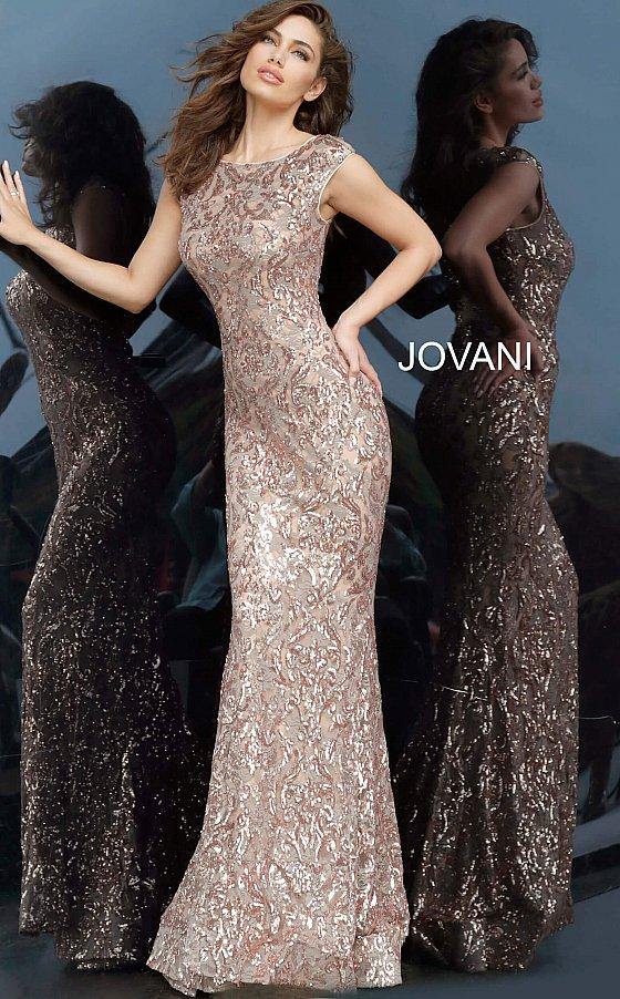 JVN By Jovani Long Formal Cap Sleeve Gown JVN1123 - The Dress Outlet Jovani