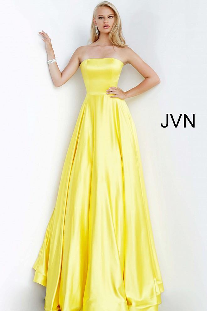 JVN By Jovani Long Formal Prom Dress JVN1716 Yellow - The Dress Outlet Jovani