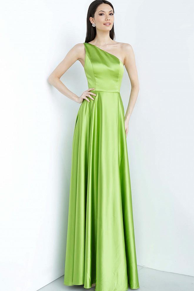 JVN By Jovani Prom Long Satin Dress JVN1766 Green - The Dress Outlet Jovani