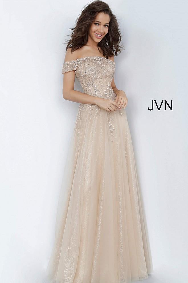 JVN by Jovani Long Formal Prom Dress JVN2004 Gold - The Dress Outlet Jovani