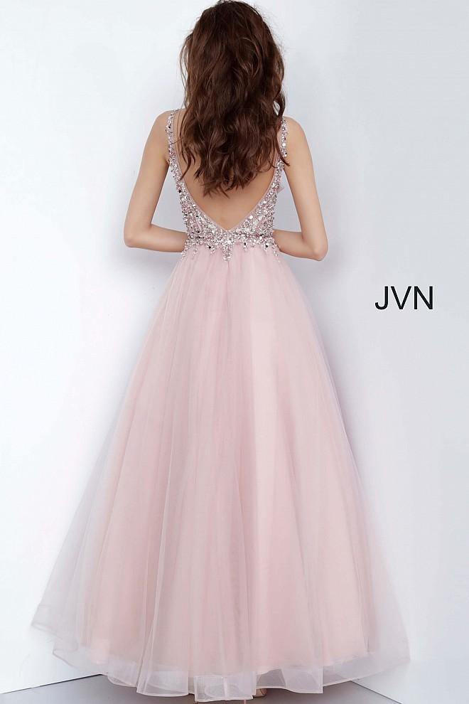 JVN By Jovani Long Prom Ball Gown JVN2007 Blush - The Dress Outlet Jovani