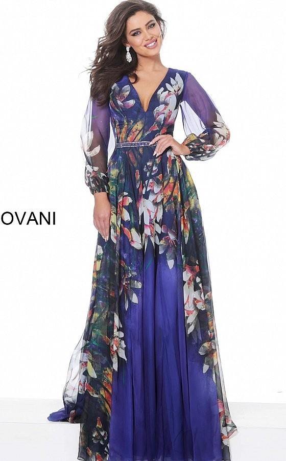 Jovani Long Floral Formal Dress JVN2023 - The Dress Outlet