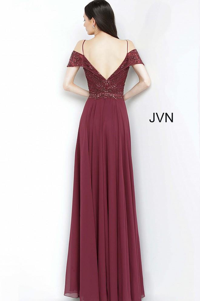 JVN by Jovani Prom Long Dress JVN2157 Burgundy - The Dress Outlet Jovani