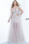 JVN By Jovani Long Formal Prom Dress JVN2204 Nude - The Dress Outlet Jovani