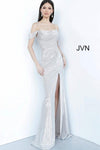 JVN By Jovani Long Formal Prom Dress JVN2230 Silver - The Dress Outlet Jovani