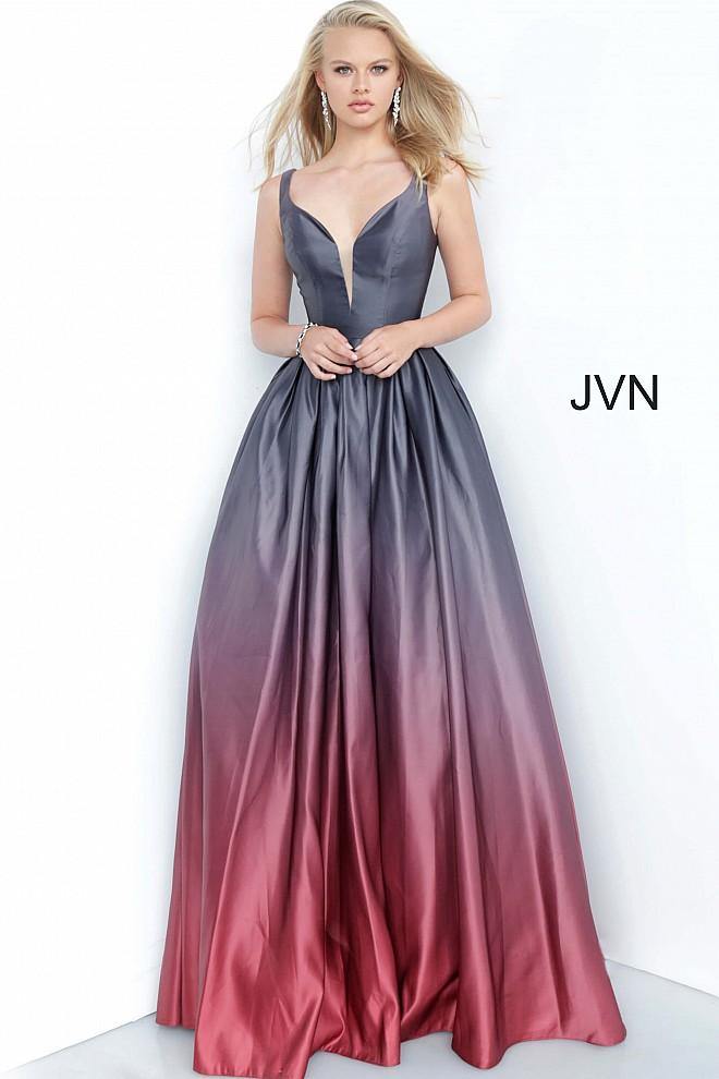 JVN By Jovani Long Prom Ball Gown JVN2238 Black/Wine - The Dress Outlet Jovani