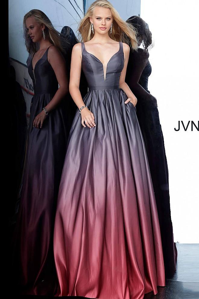 JVN By Jovani Long Prom Ball Gown JVN2238 Black/Wine - The Dress Outlet Jovani