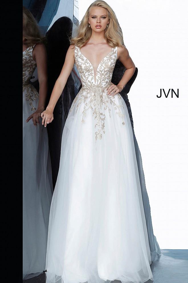 JVN By Jovani Long Sleeveless Prom Ball Gown JVN2302 - The Dress Outlet Jovani