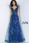 JVN By Jovani Prom Long Dress JVN2342 Blue/Print - The Dress Outlet Jovani