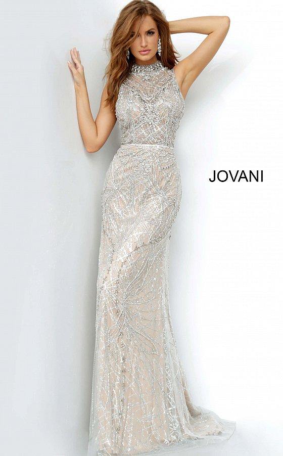 Silver/Nude Jovani 2354 Long Formal Beaded Dress for $1300.0 – The ...