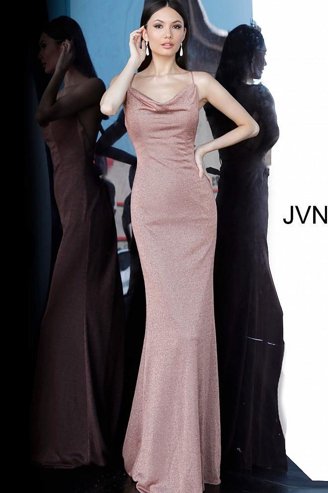 JVN By Jovani Long Formal Prom Dress JVN2375 Copper - The Dress Outlet Jovani