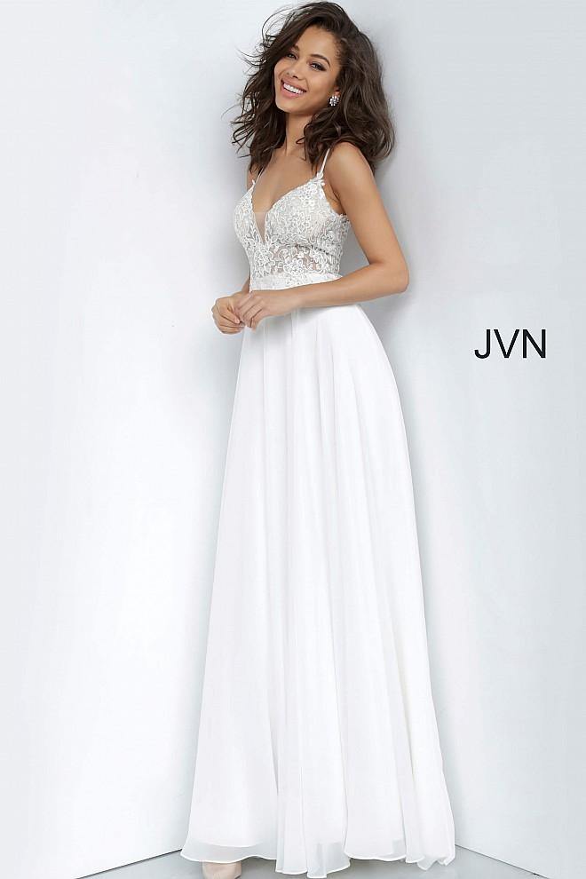 JVN By Jovani Long Prom Dress JVN2390 Off White - The Dress Outlet Jovani