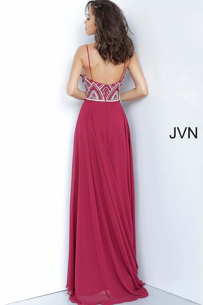 JVN By Jovani Long Formal Prom Dress JVN2405 Wine - The Dress Outlet Jovani