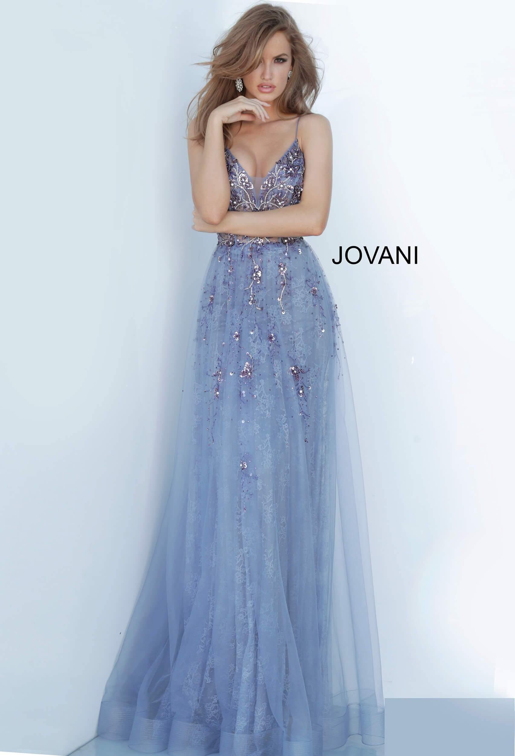 Grey/Purple Jovani 2526 Long Spaghetti Strap Prom Gown for $549.99 ...