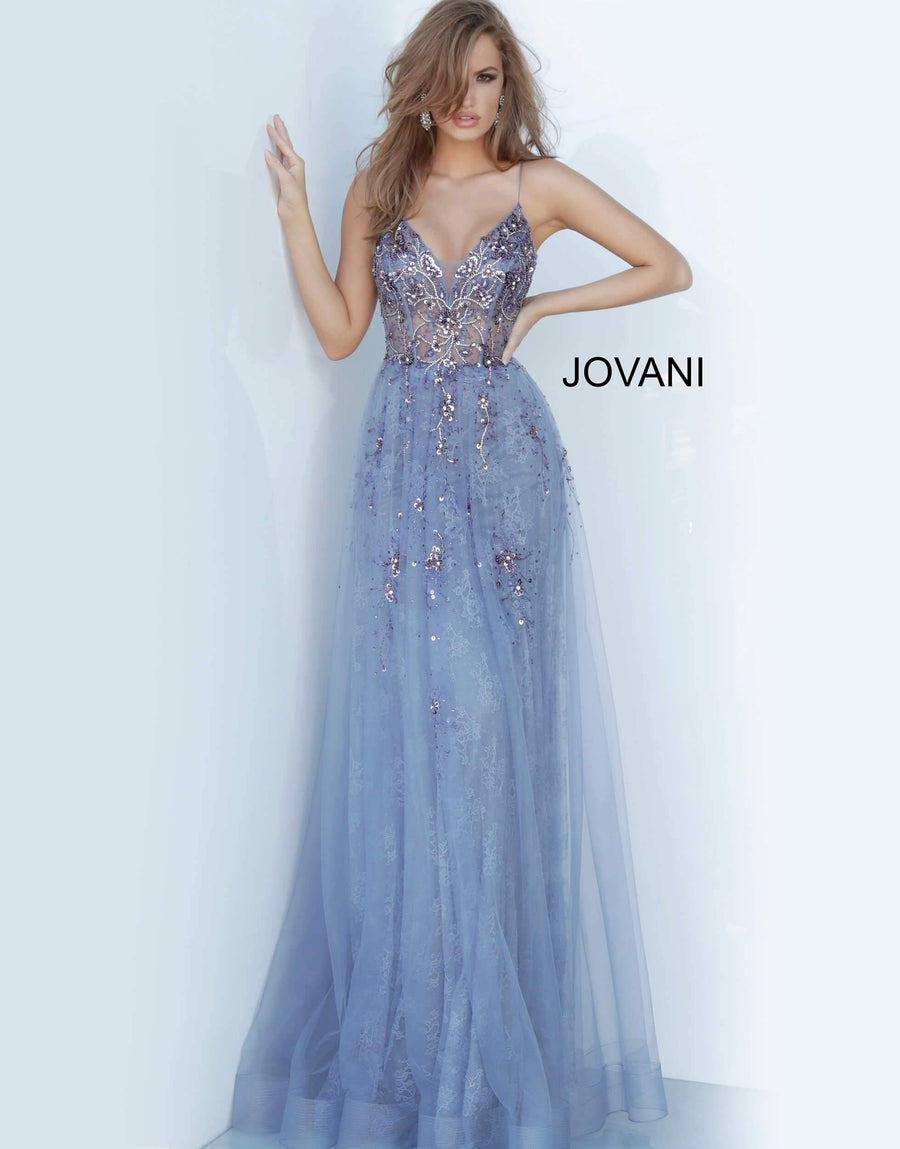 JVN By Jovani Long Spaghetti Strap Prom Gown JVN2526 - The Dress Outlet Jovani