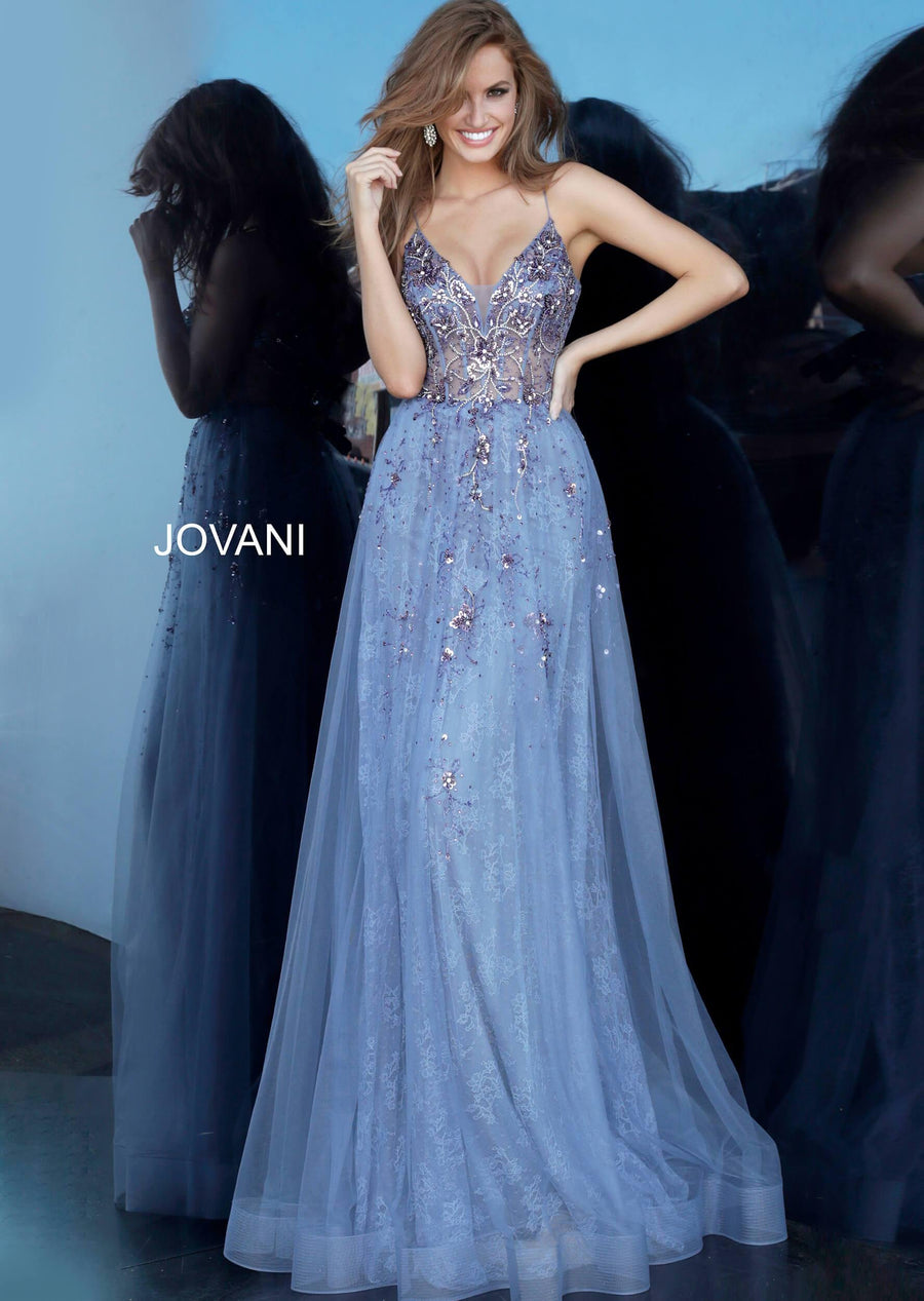 JVN By Jovani Long Spaghetti Strap Prom Gown JVN2526 - The Dress Outlet Jovani