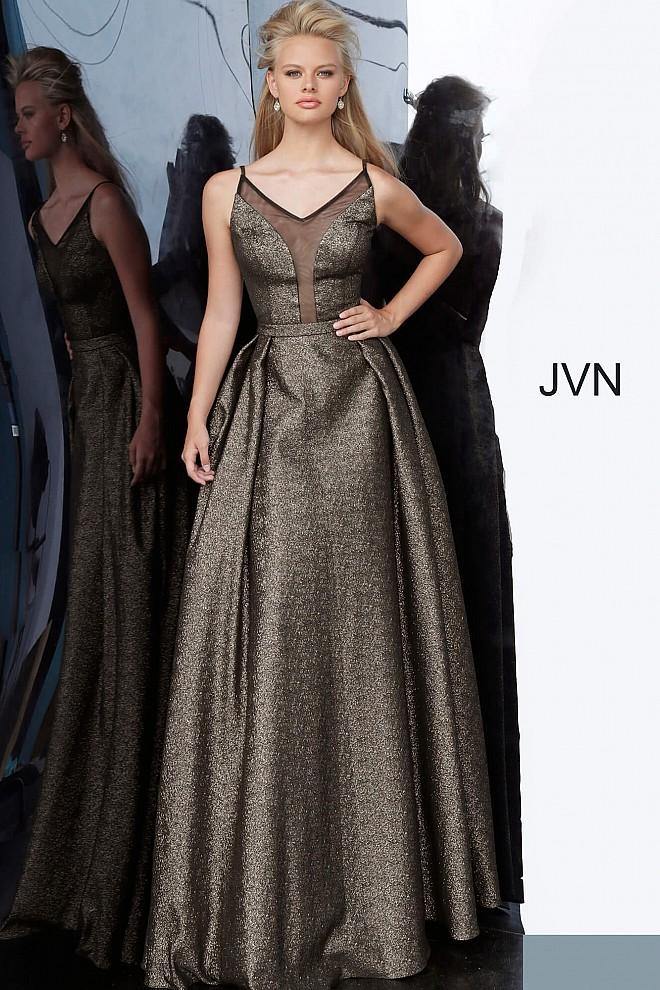 JVN By Jovani Long Prom Gown JVN2549 Black/Silver - The Dress Outlet Jovani