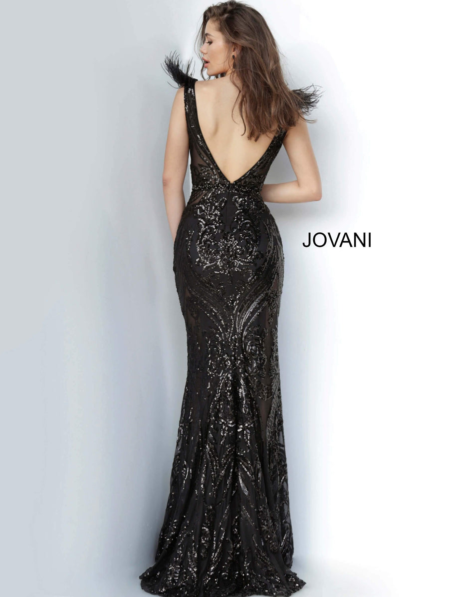 JVN By Jovani Long Cap Sleeve Prom Dress JVN3180 - The Dress Outlet Jovani