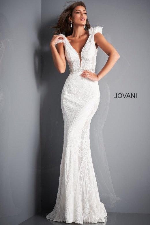 Jovani Long Cap Sleeve Prom Dress 3180 - The Dress Outlet