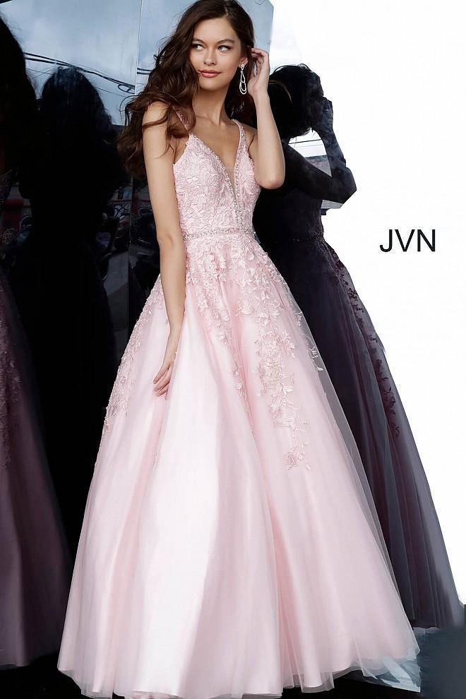 JVN By Jovani Long Prom Gown JVN3388 Light Pink - The Dress Outlet Jovani