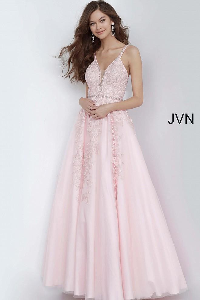 JVN By Jovani Long Prom Gown JVN3388 Light Pink - The Dress Outlet Jovani