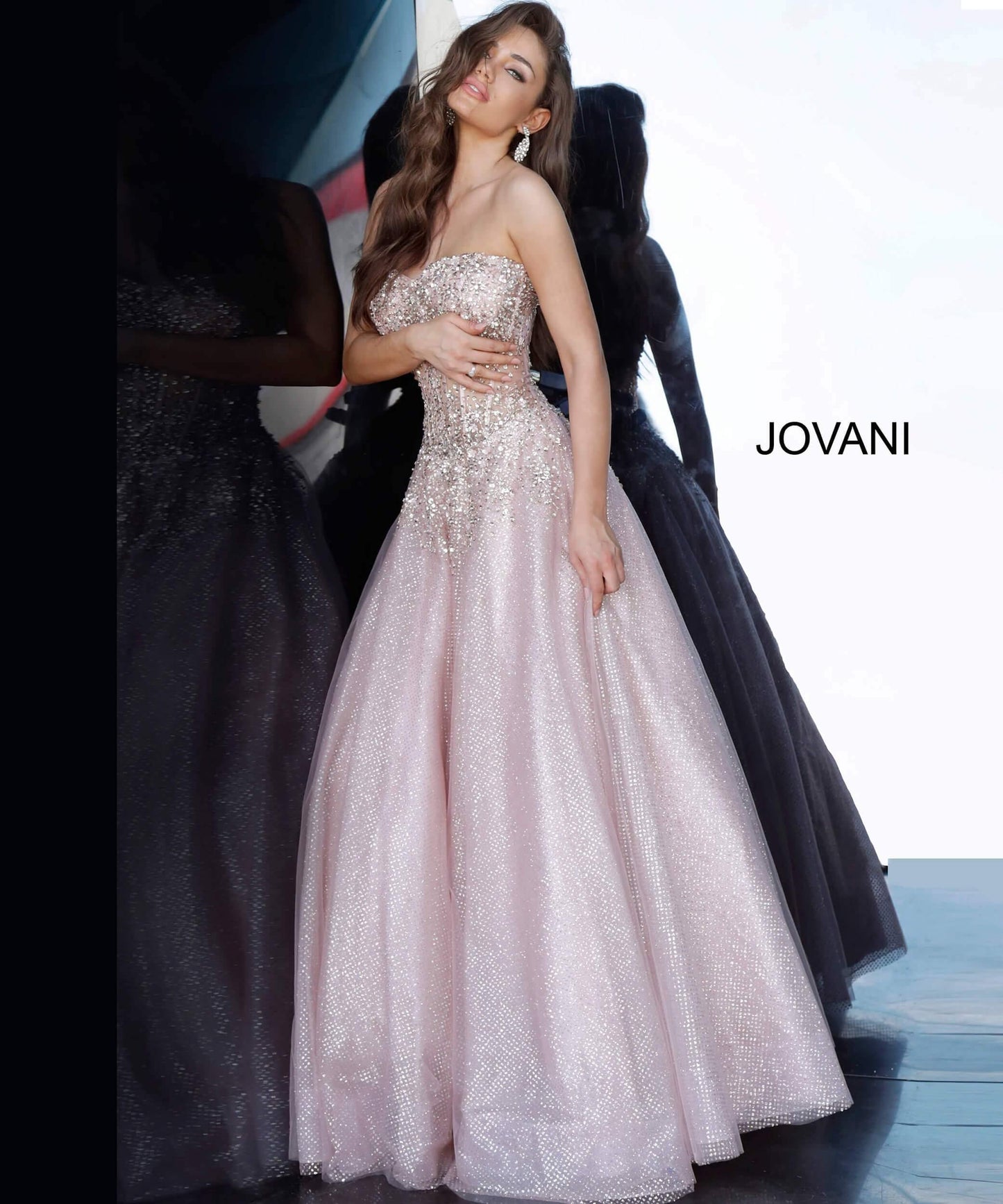 JVN By Jovani Long Strapless Prom Dress JVN3621 - The Dress Outlet Jovani