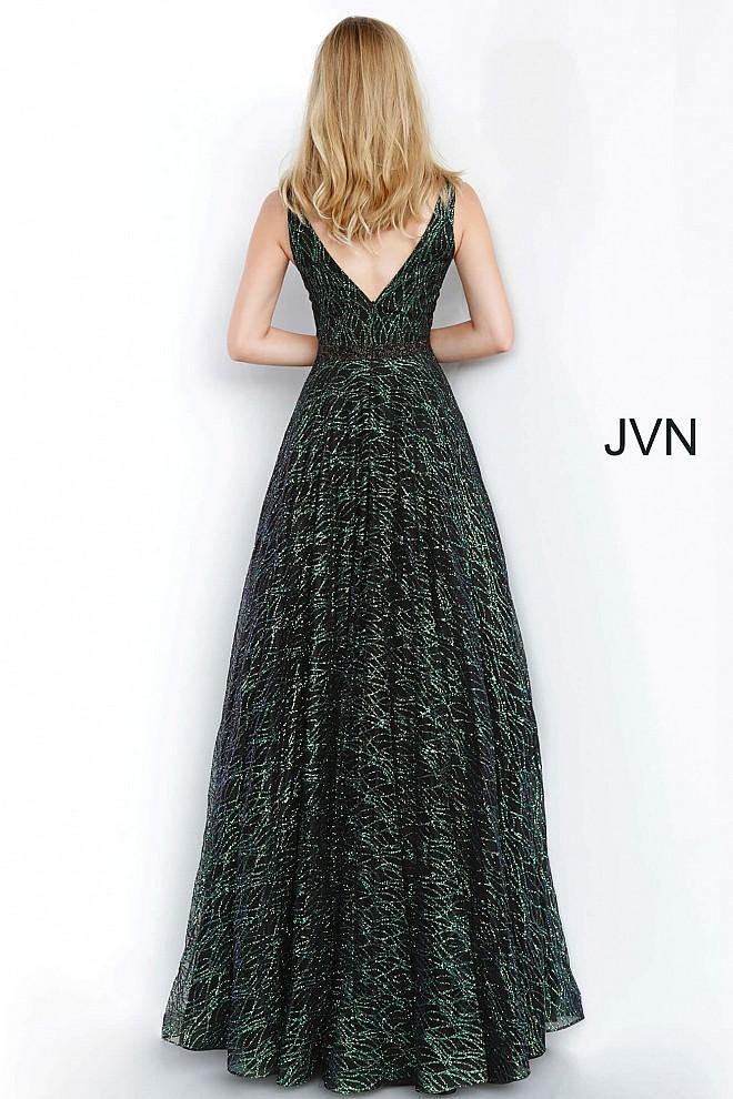 JVN By Jovani Long Ball Gown JVN3817 Black/Green - The Dress Outlet Jovani