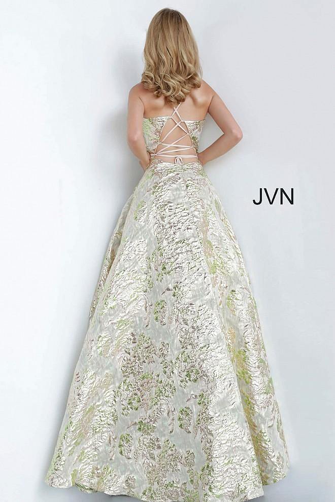 JVN by Jovani A Line Plunging Neckline Prom Long Gown JVN3820 - The Dress Outlet Jovani