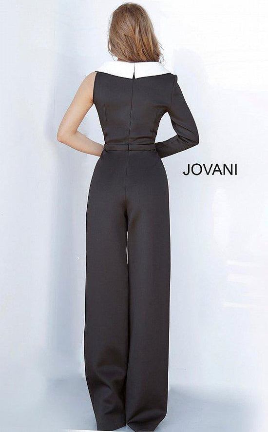 Black/White Jovani 3854 Long Formal Jumpsuit for $590.0 – The Dress Outlet