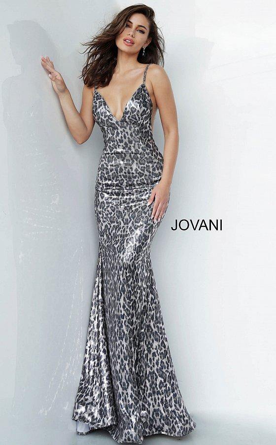 JVN By Jovani Prom Long Animal Print Dress JVN4087 - The Dress Outlet Jovani