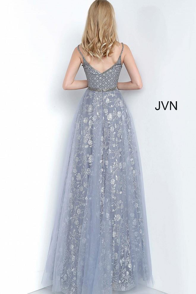 JVN By Jovani Long Prom Ball Gown JVN4297 Charcoal - The Dress Outlet Jovani