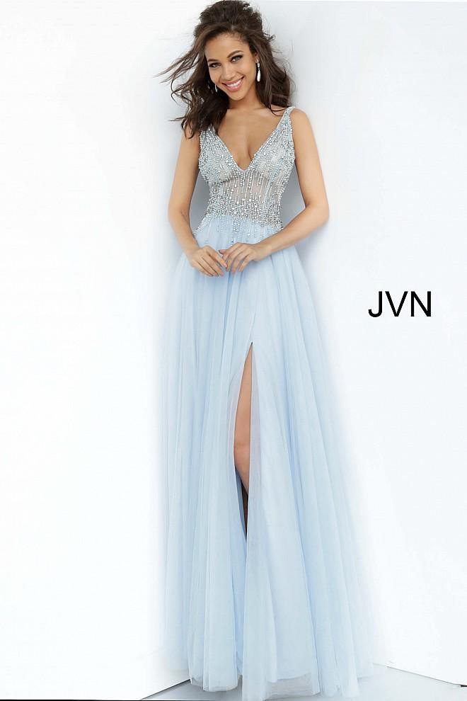 JVN By Jovani Long Prom Gown JVN4379 Perriwinkle - The Dress Outlet Jovani